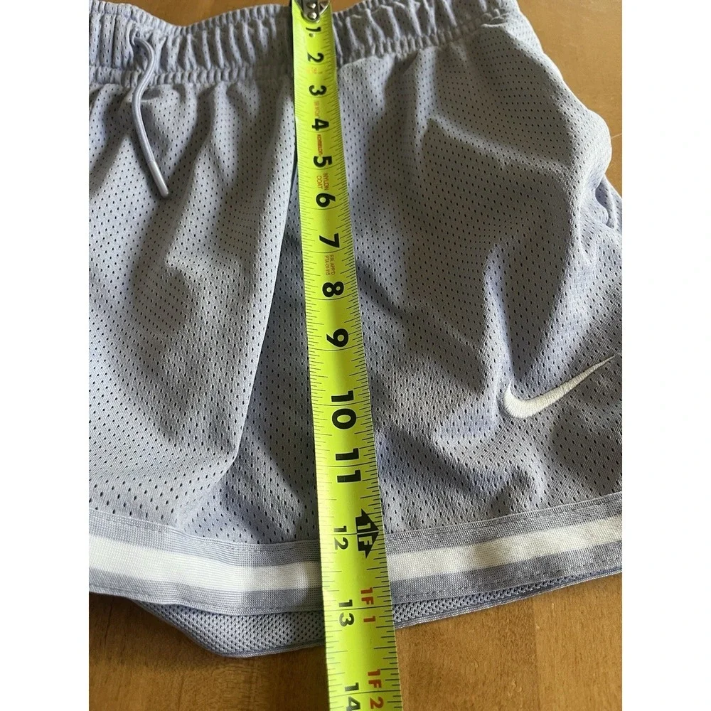 Nike Sportswear Essentials Mesh‎ Mid-Rise Shorts Blue Gray Women's XL Drawstring